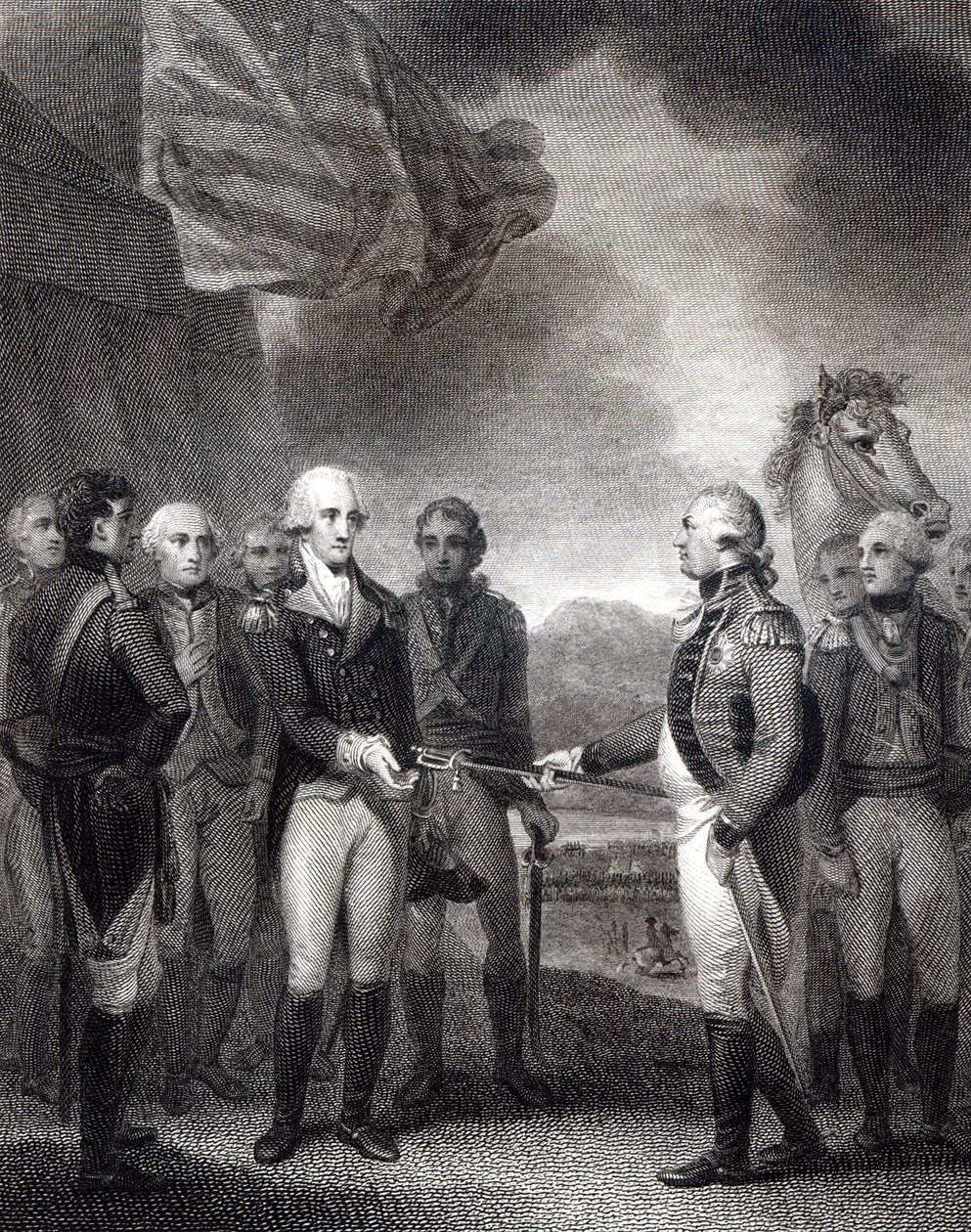 Rendição de Lord Cornwallis em Yorktown, 1781 de English School