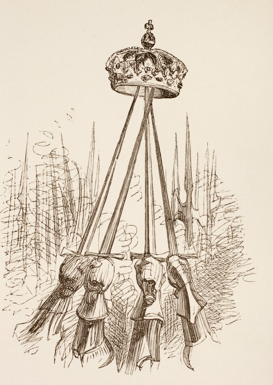 Espadas apoiando a coroa, 1890 de English School
