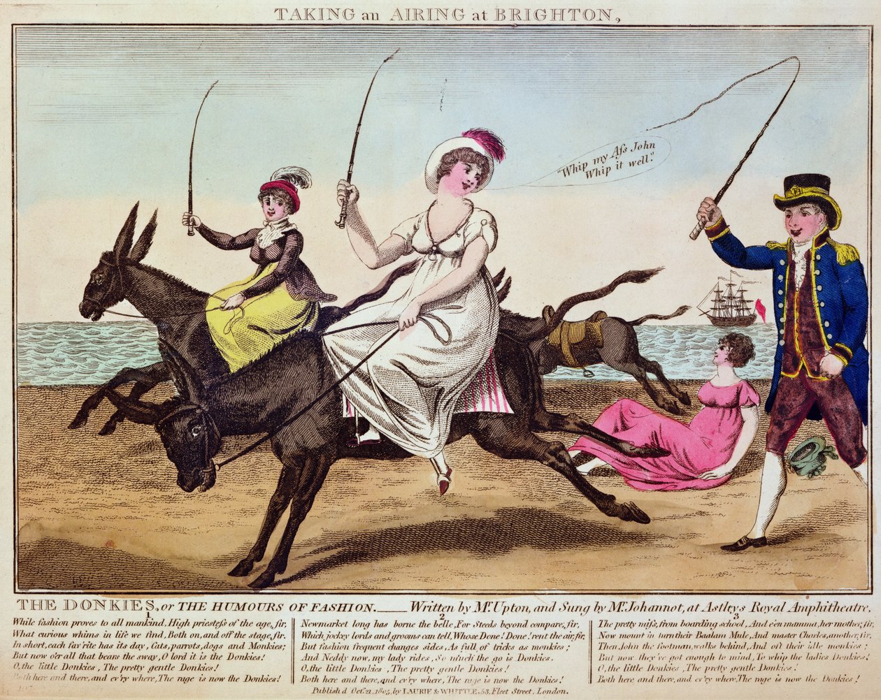 Tomando uma aeração em Brighton, 1805 (gravura a cores) de English School