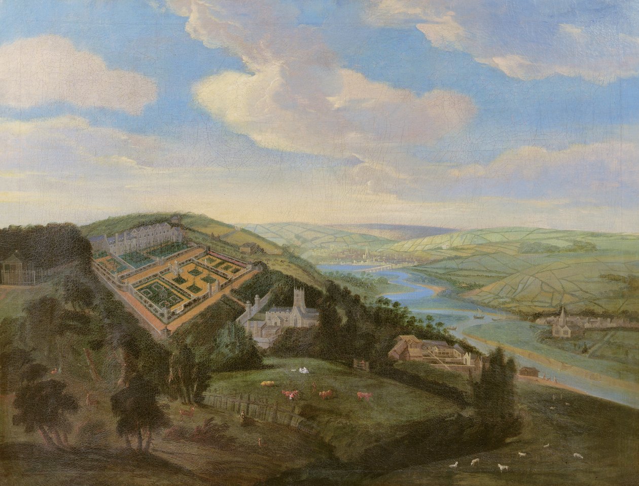 Tawstock Court em Devon, com vista de Barnstable à distância, c.1740 de English School