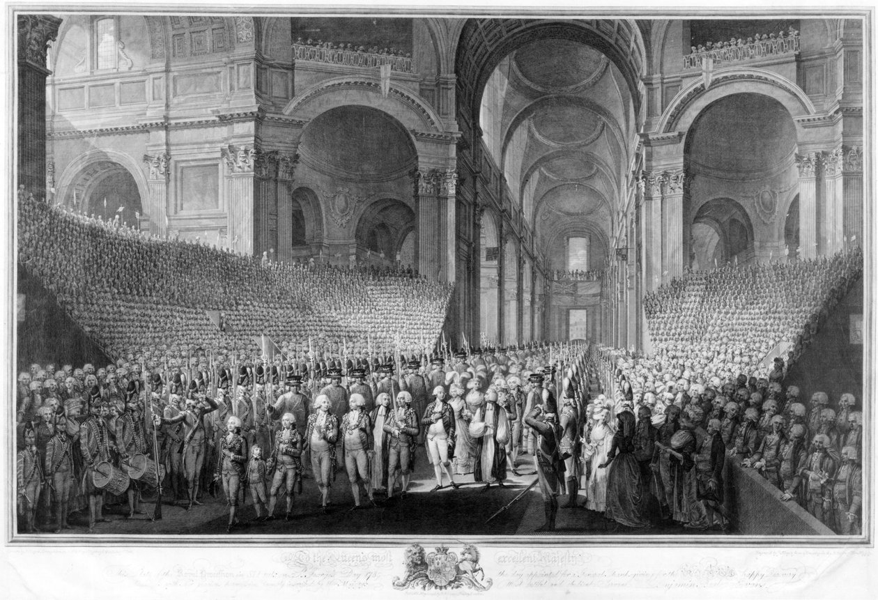 Serviço de Ação de Graças na Catedral de St. Paul, celebrando a recuperação do Rei George III, em 23 de abril de 1789 de English School