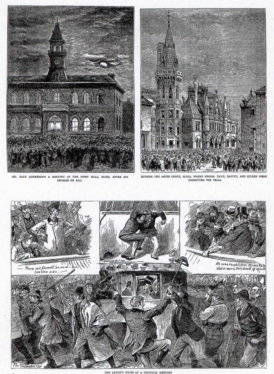 A agitação na Irlanda, ilustrações de &39;The Graphic&39;, 6 de dezembro de 1879 de English School