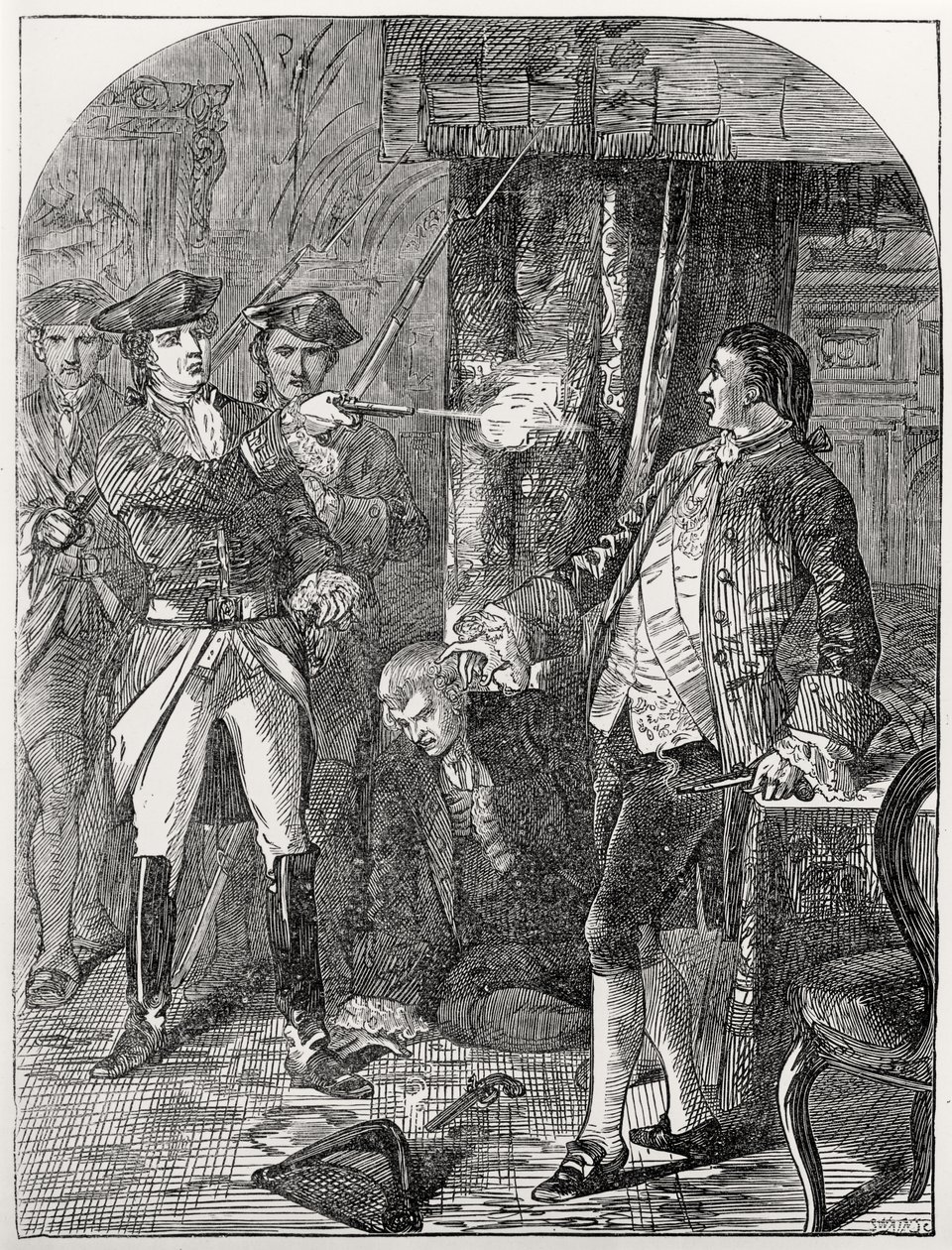 A prisão de Lord Edward Fitzgerald (1763-98), 19 de maio de 1798, gravada por Joseph Swain (1820-1909) de English School