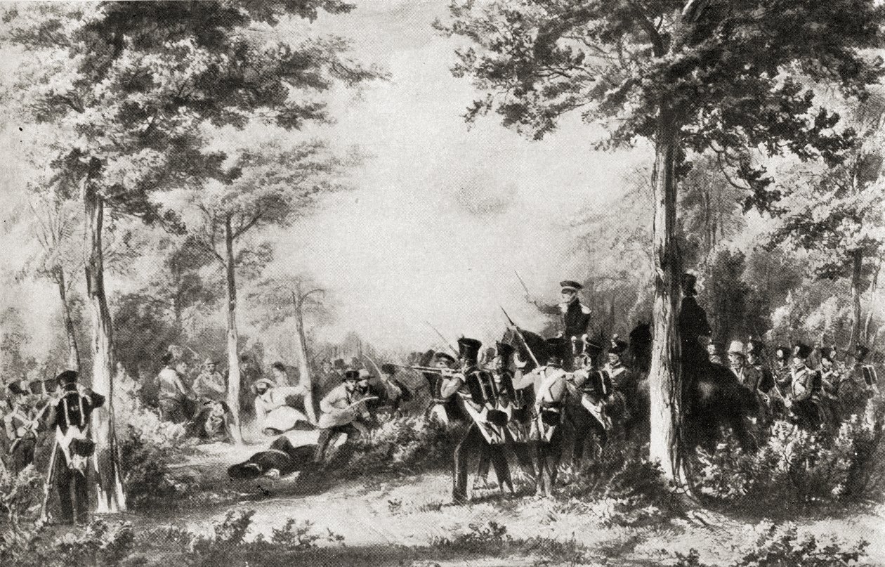 A Batalha da Madeira Bossenden em 1838 de English School