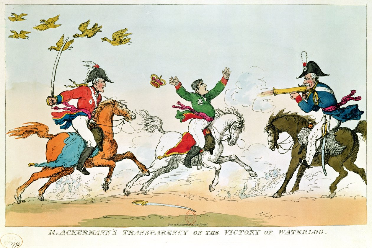 A Batalha de Waterloo, 18 de junho de 1815, publicada por Ackermann, 1815-20 de English School