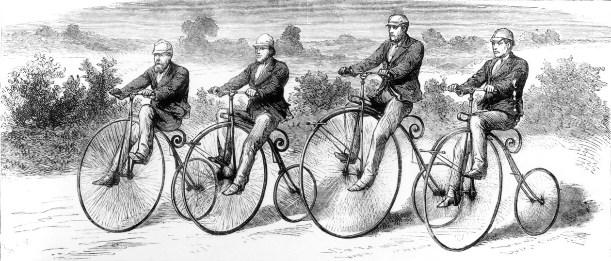 A viagem de bicicleta de Londres para John O&39;Groats, ilustração em &39;The Graphic&39;, c.1870 de English School