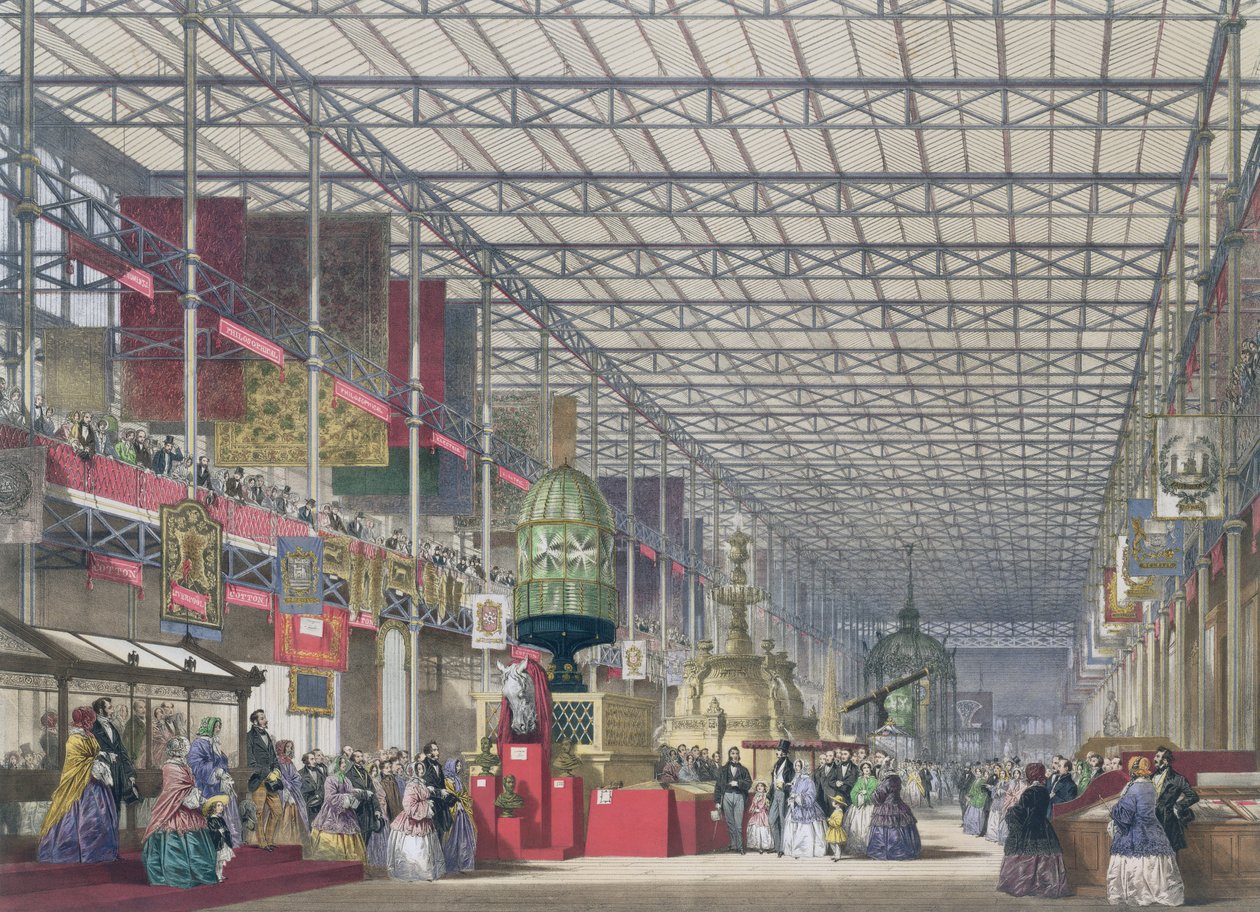 A Nave Britânica da Grande Exposição, 1851 (lito colorido) de English School