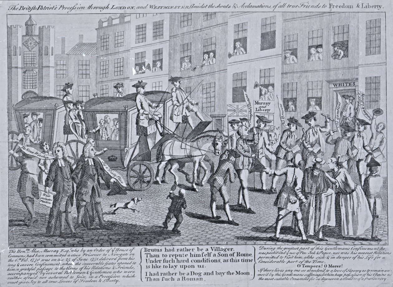 A procissão dos patriotas britânicos através de Londres e Westminster de English School