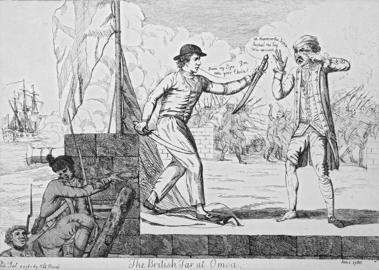 O alcatrão britânico em Omoa, 1780 de English School