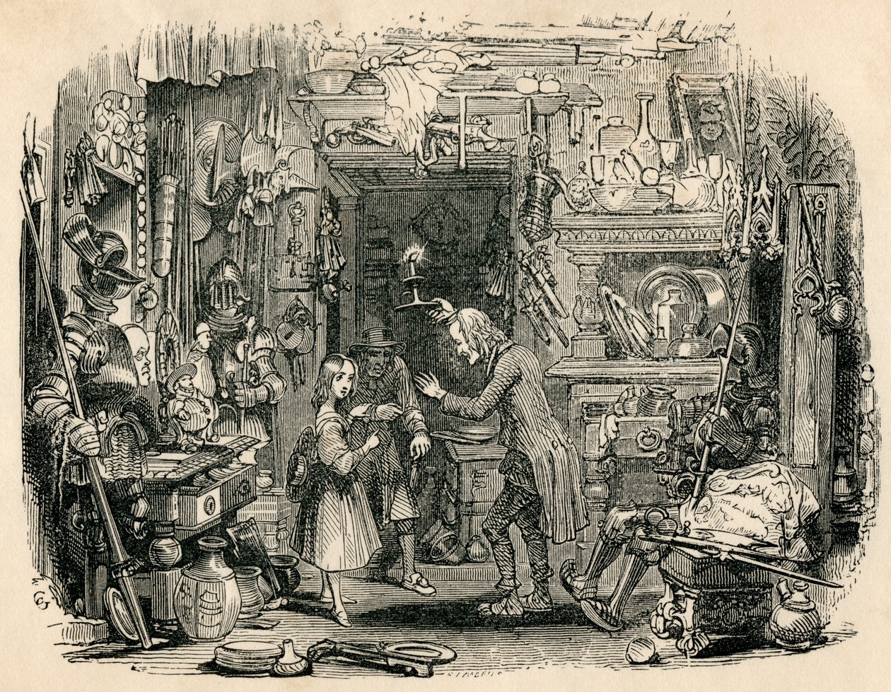 O retorno da criança, de "The Old Curiosity Shop", de Charles Dickens de English School