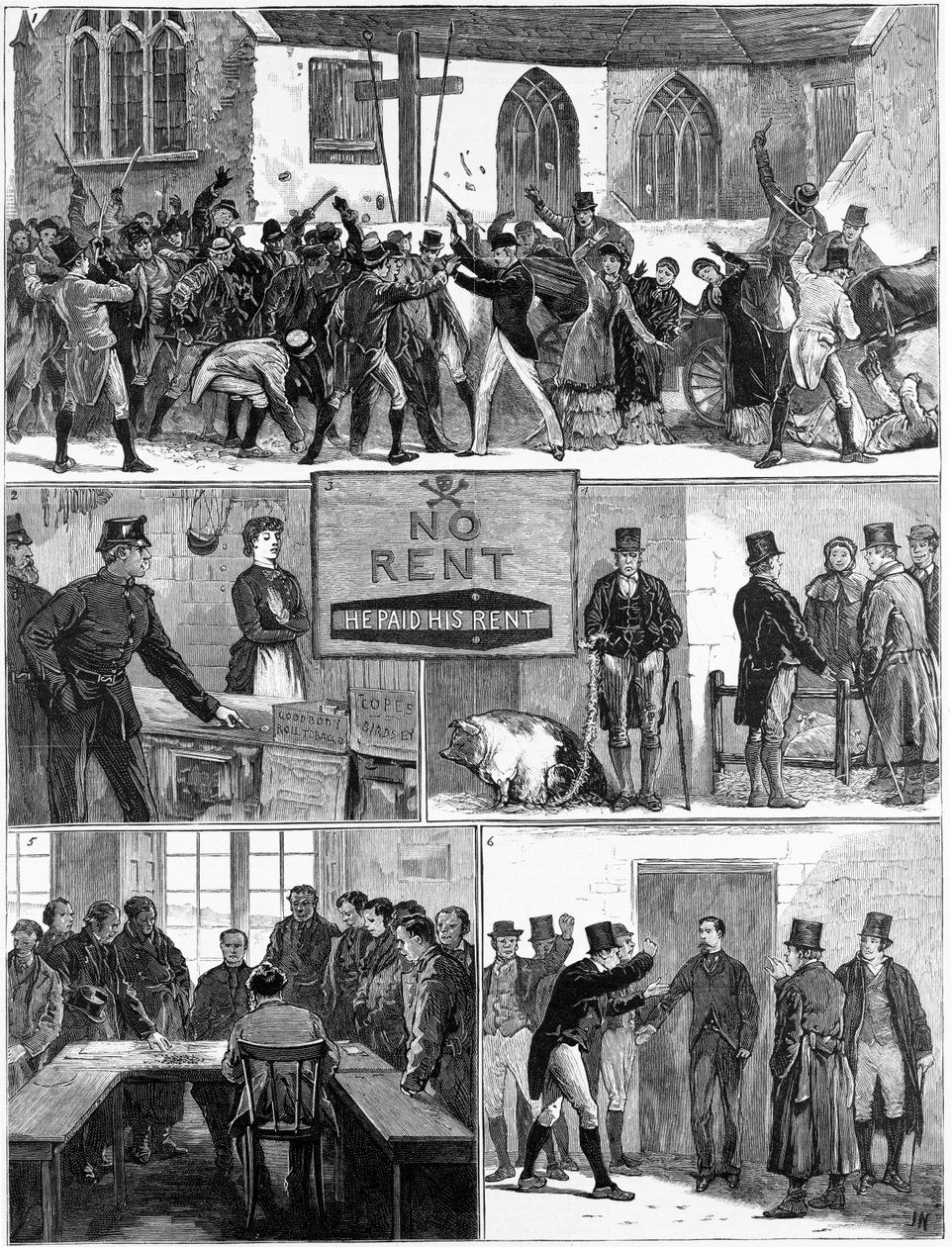 The Conditions of Ireland, ilustração de &39;The Graphic&39;, publicado em 24 de dezembro de 1881 de English School