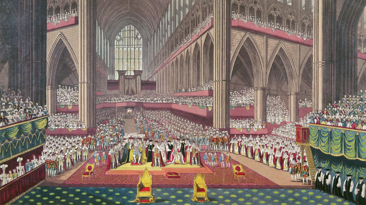 A coroação do rei William IV e da rainha Adelaide, 1831 de English School