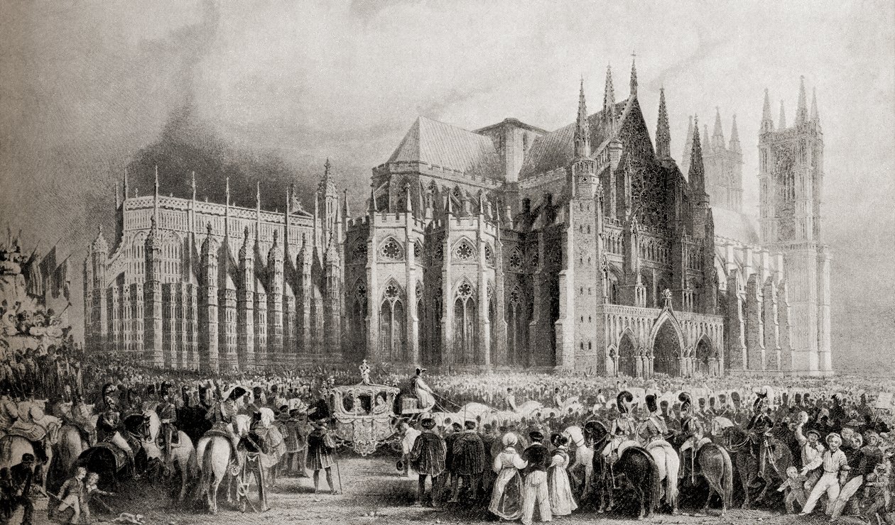 A procissão da coroação de William IV (1765-1837) e da rainha Adelaide (1792-1849) em 8 de setembro de 1831 de English School