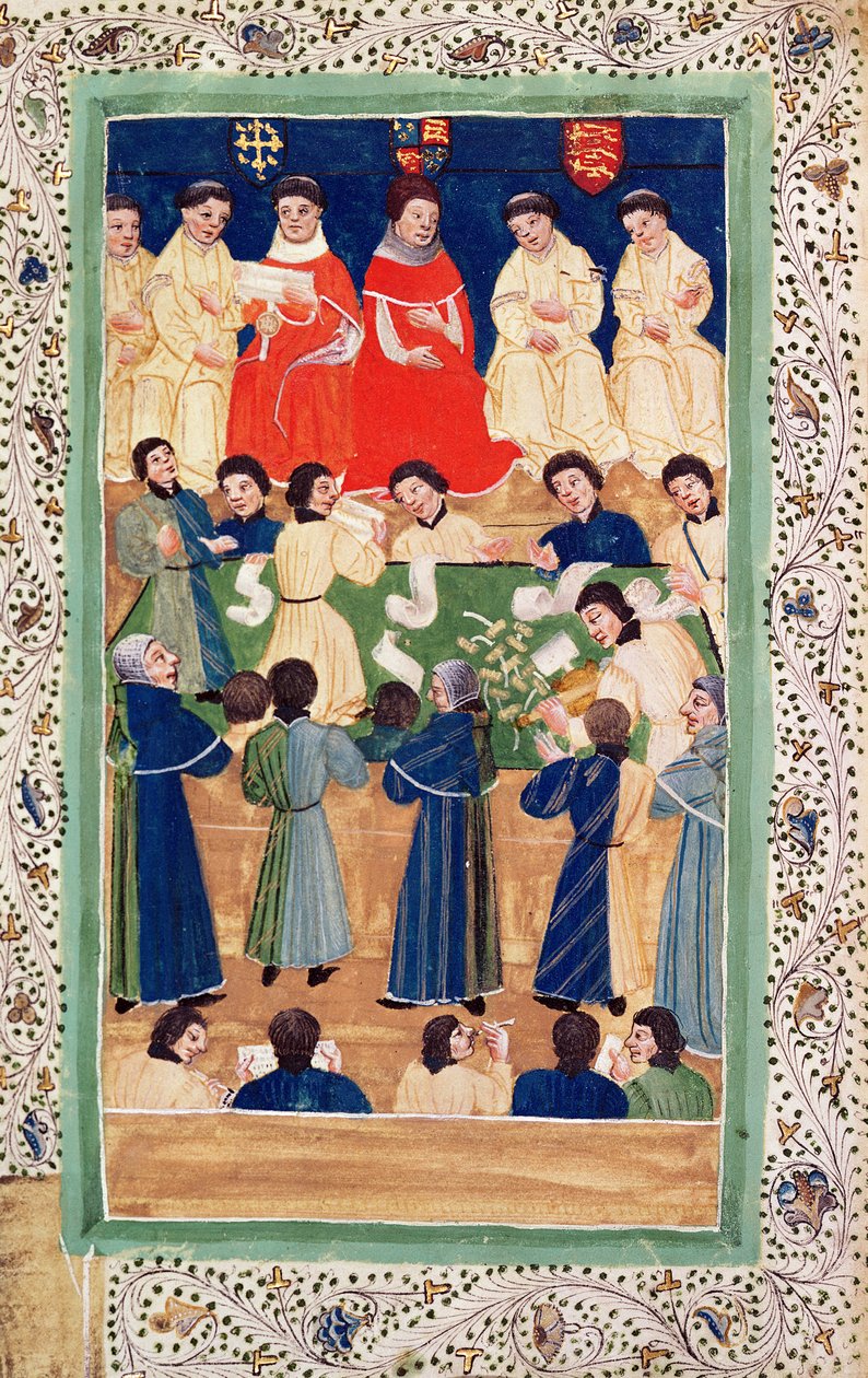 O Tribunal de Chancelaria, c.1460 (iluminação em velino) de English School