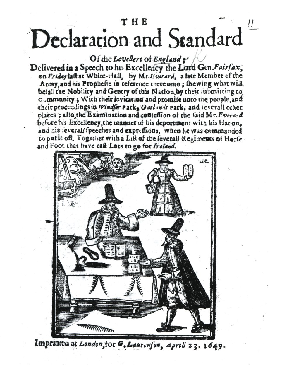 A Declaração e o Padrão dos Levellers, 23 de abril de 1649 de English School