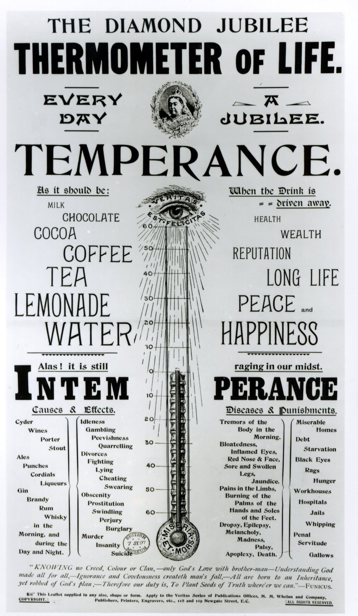 O Termômetro da Vida do Jubileu de Diamante, impresso por MM Whelan and Company, 1897 de English School