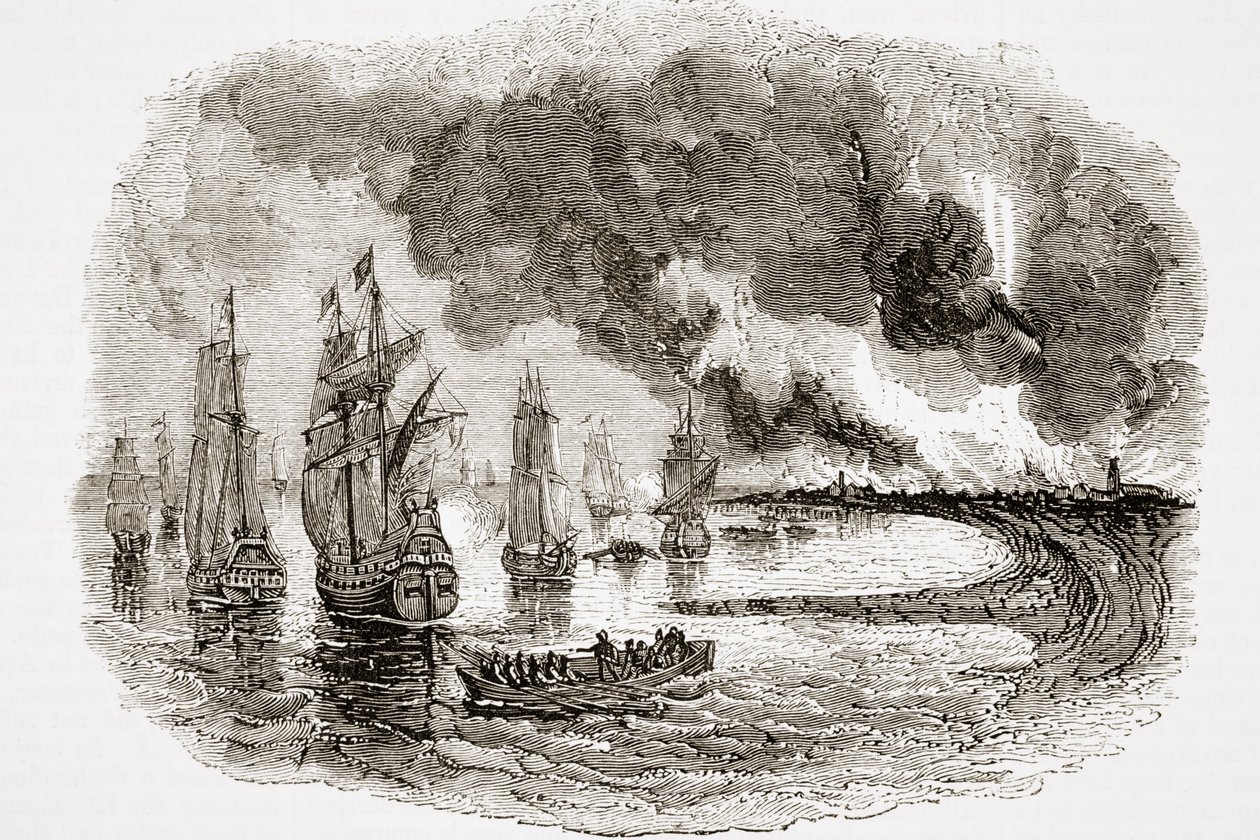 A frota holandesa no Medway, de "Old England&39;s Worthies" de Lord Brougham e outros, publicou Londres, em 1880 de English School