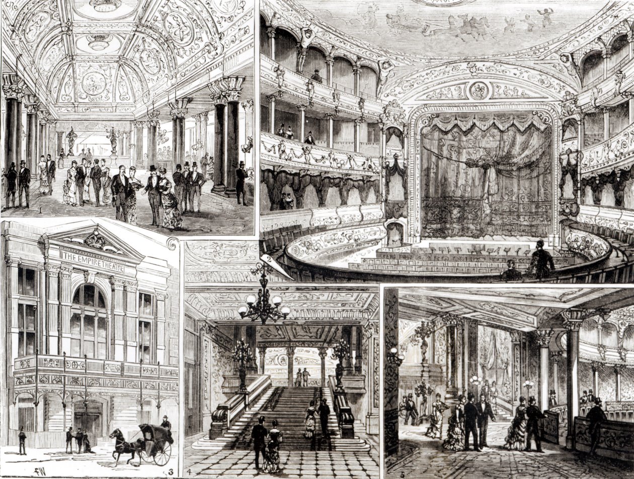 O teatro do império, quadrado de Leicester, Londres 1884 de English School
