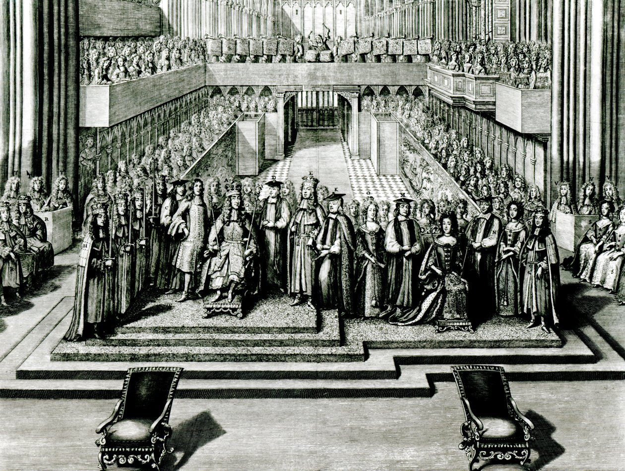 A entronização do rei Jaime II e da rainha Maria de English School