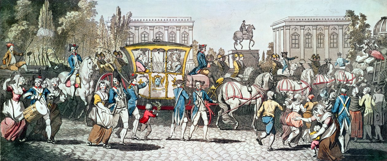 A entrada de Luís XVI (1754-93) em Paris, 6 de outubro de 1789 de English School