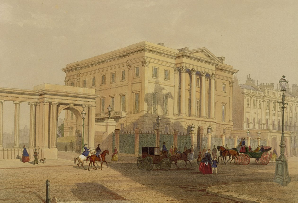 O Exterior da Apsley House, 1853, por J. Dillon (impressão) de English School