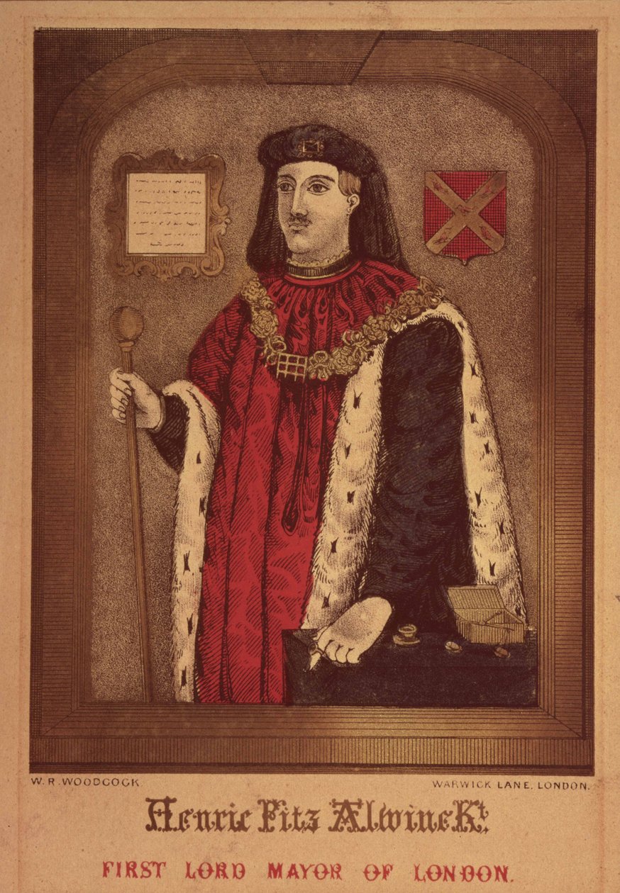 O primeiro Lord Mayer de Londres por W. Woodcock (aquatint) de English School