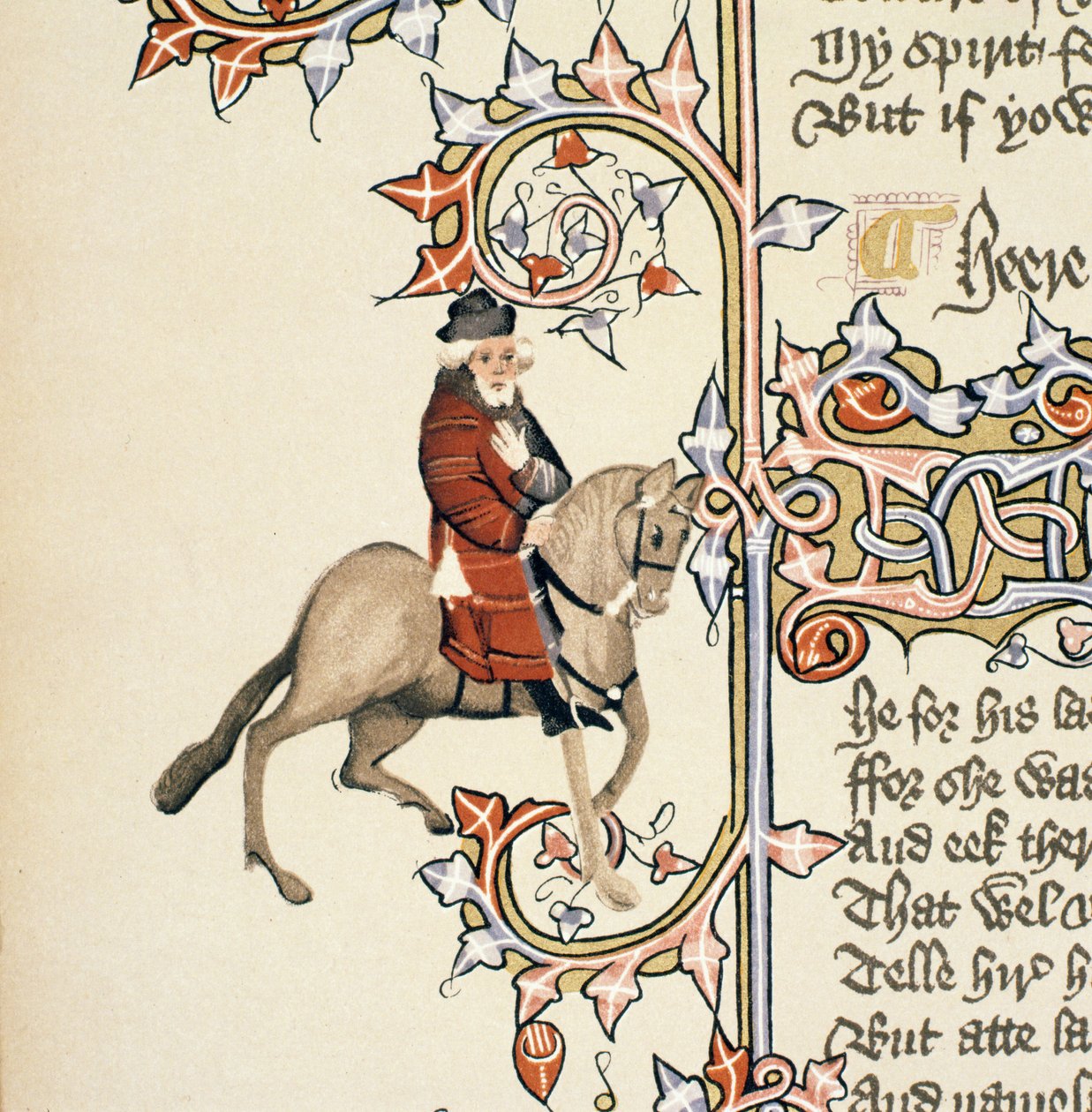 The Franklin, detalhe de The Canterbury Tales, por Geoffrey Chaucer (c.1342-1400) Ellesmere Manuscrito, edição de fac-símile, 1911 (para detalhes originais ver 128922) de English School