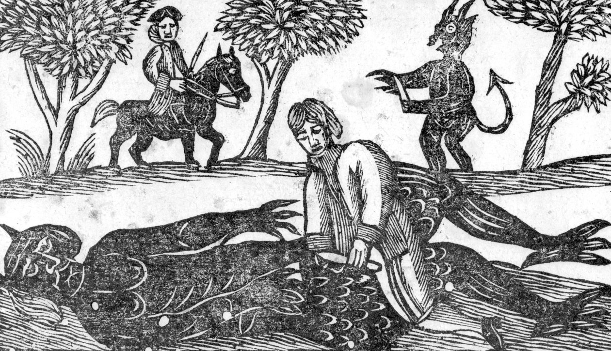 O Gelding do diabo, uma ilustração de &39;um livro de baladas de Roxburghe&39; de English School