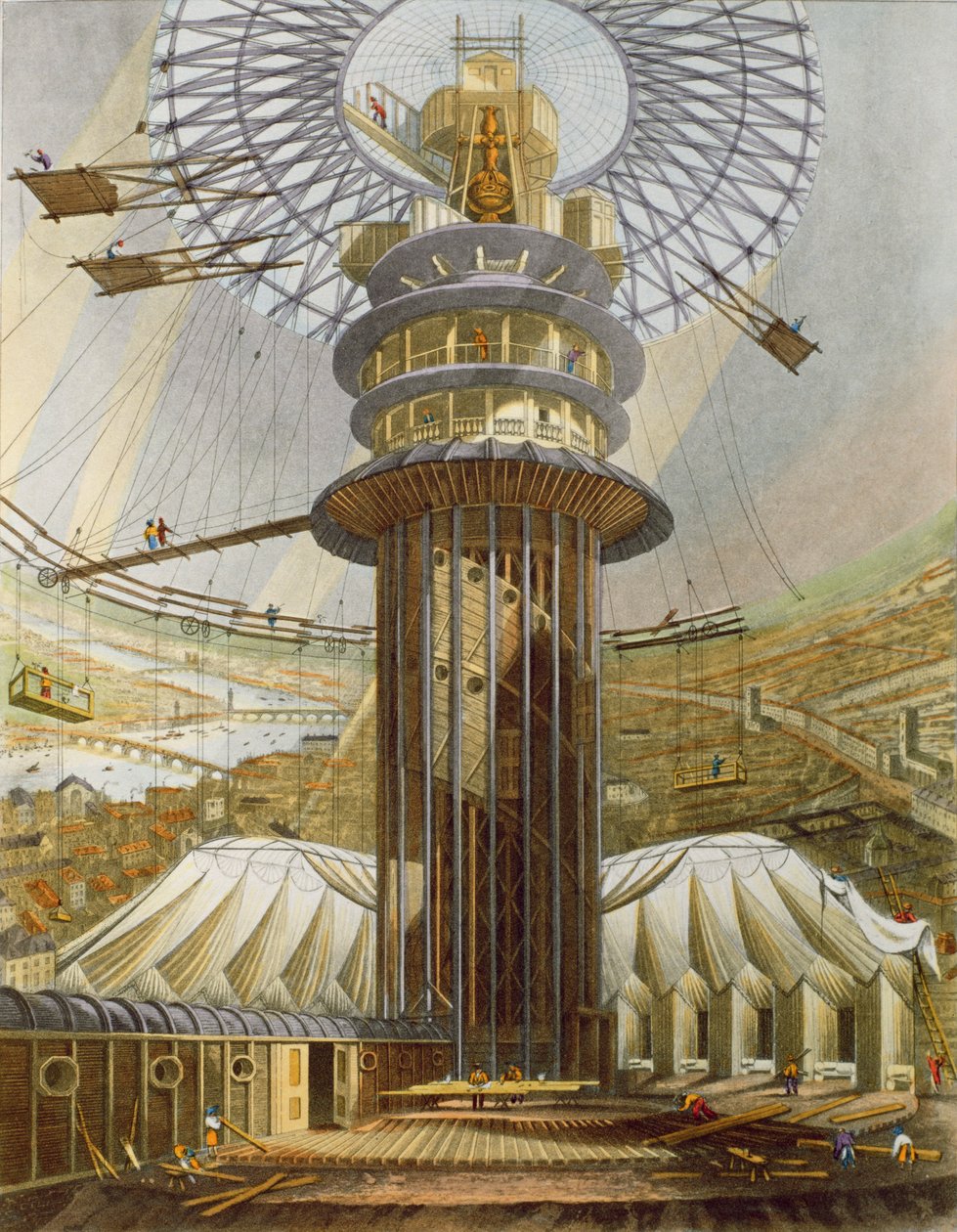 A Subida Geométrica às Galerias no Coliseu, Regents Park, publicada em 1829 de English School