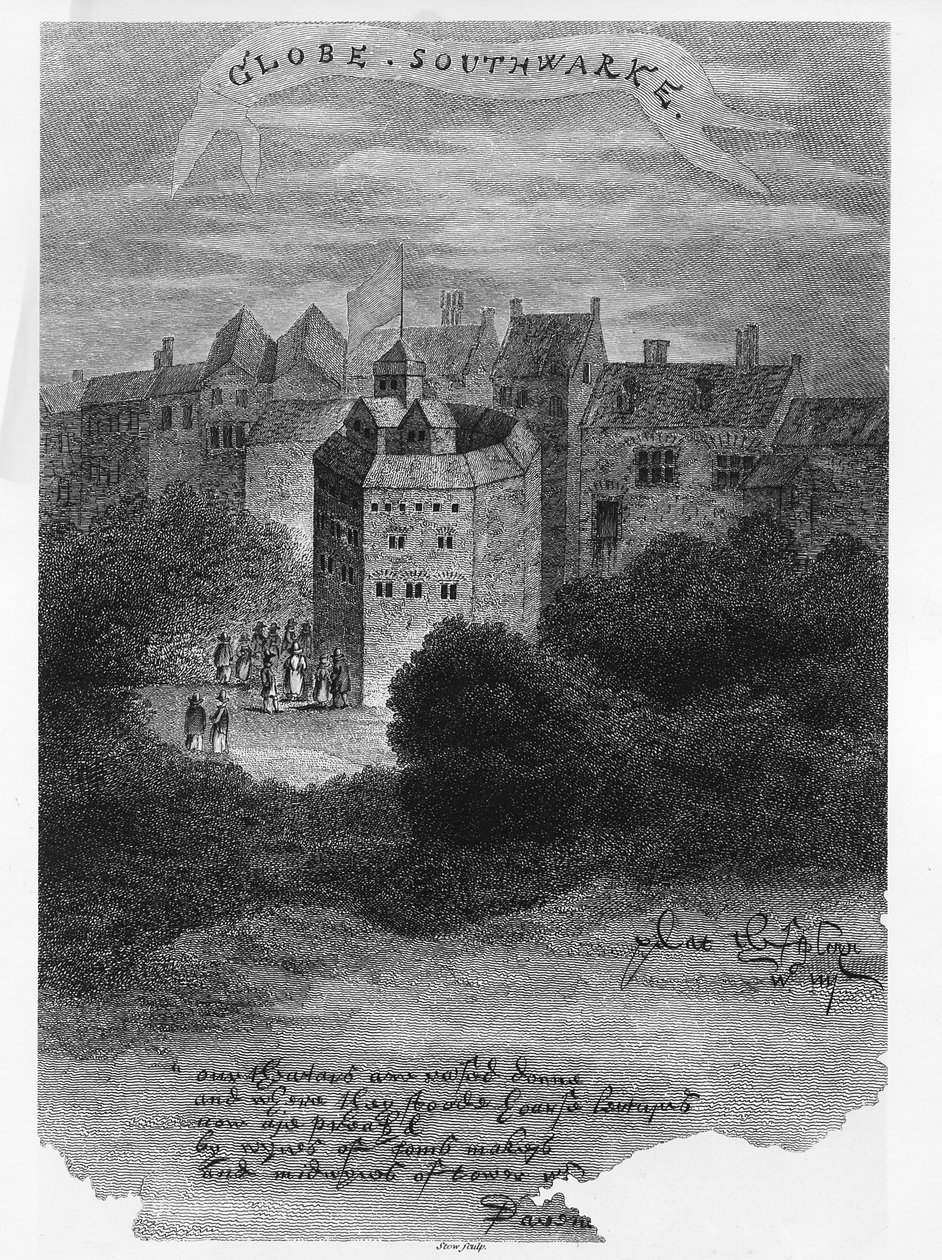 O Globe Theatre, Bankside, Southwark, depois de um desenho de "Pennant&39;s London", publicado pela primeira vez em 1793, gravado por James Stow (c.1770-p.1820), publicado em 1812 de English School