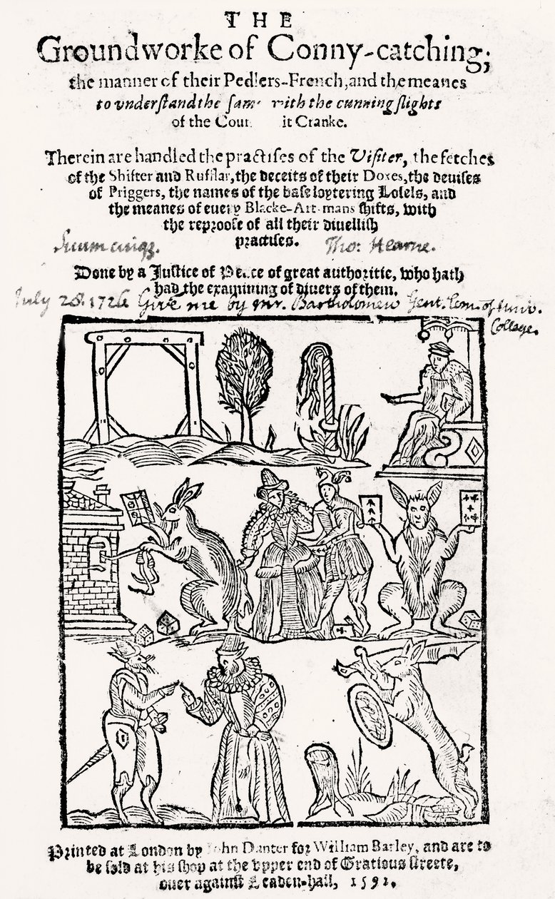 O Fundamento da Conny-Catching, publicado em 1592 de English School