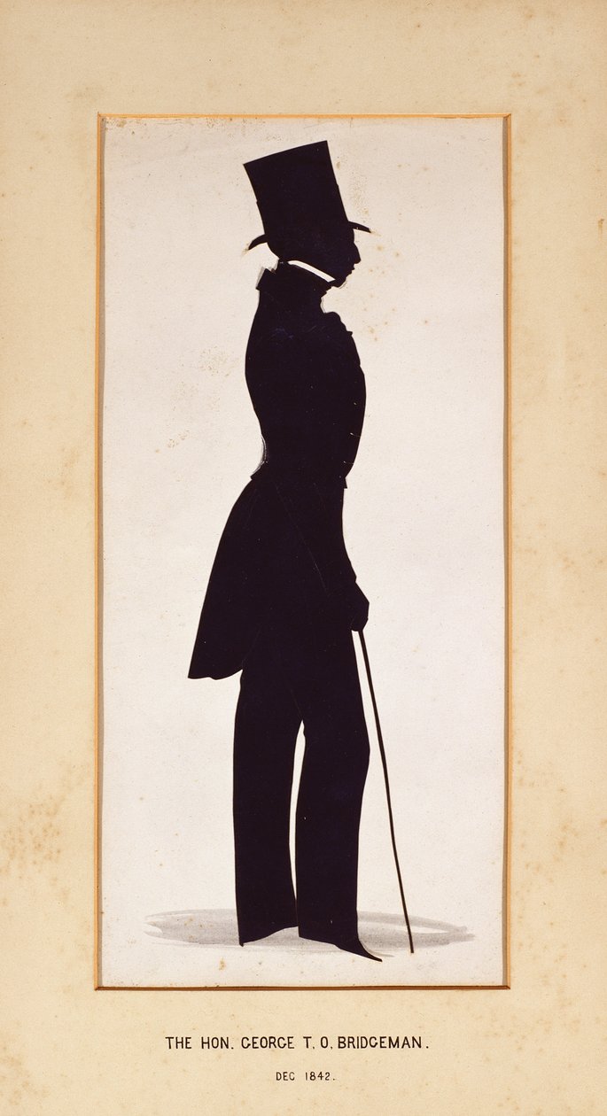 O HON. George Bridgeman, silhueta de um artista desconhecido, 1842 (papel) de English School