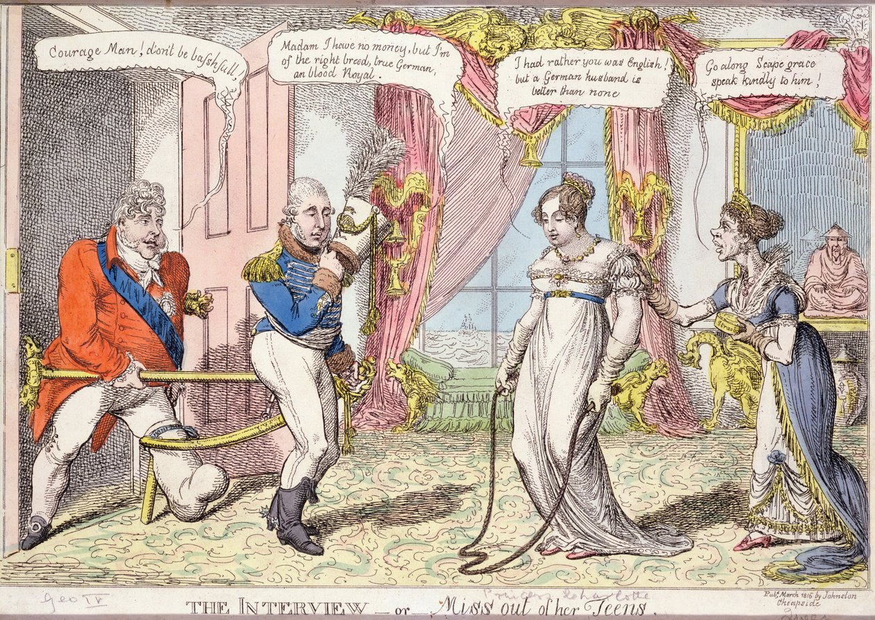 A entrevista ou a falta de seus adolescentes, 1816 (gravura a cores) de English School