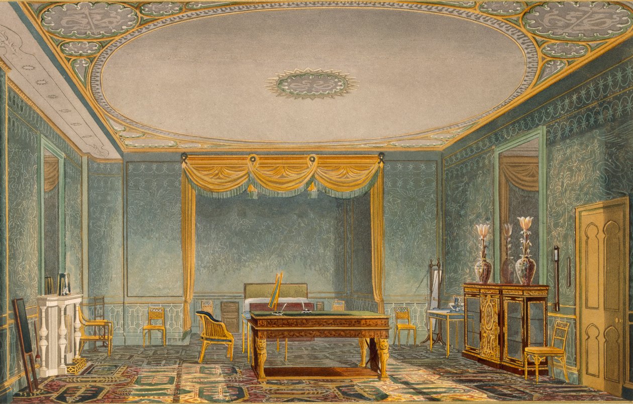 O quarto dos reis, das vistas do pavilhão real, Brighton por John Nash (1752-1835) 1826 (aquatint) de English School