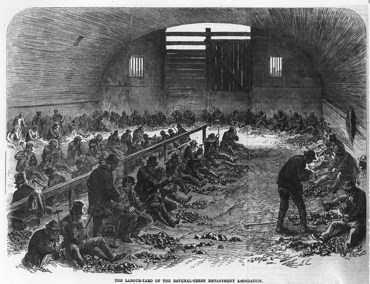O canteiro de obras da Associação de Emprego Verde de Bethnal, de "The Illustrated London News", 1868 de English School