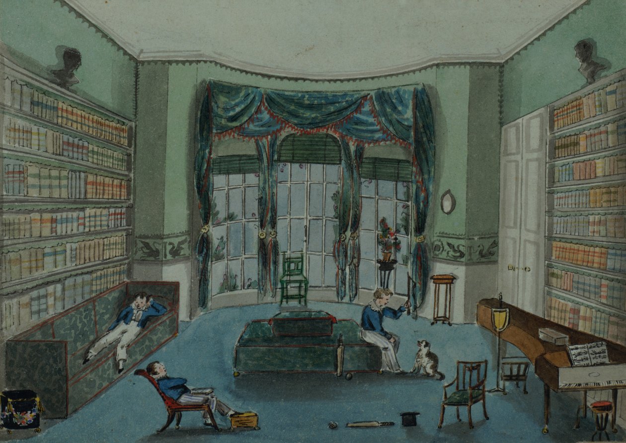 A Biblioteca, c.1820, Battersea Rise de English School