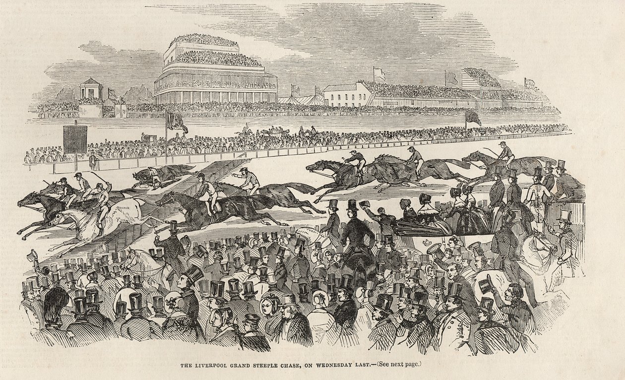 O Grand Steeple Chase de Liverpool na última quarta-feira, de &39;The Illustrated London News&39;, 8 de março de 1845 de English School