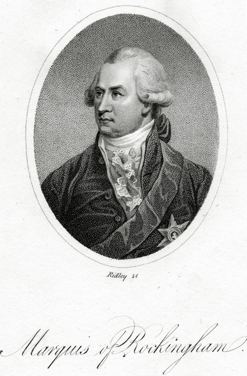 O Marquês de Rockingham, gravado por William Ridley, de &39;Junius Stat Nominus Umbra&39; atribuído a Sir Philip Francis, publicou 1805 de English School