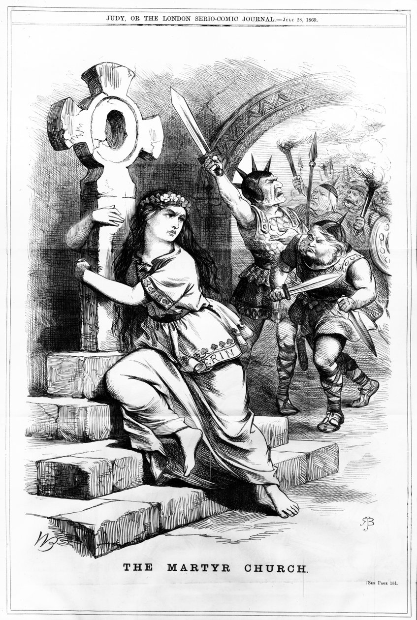 A Igreja Mártir, ilustração de &39;Judy, ou o London Serio-Comic Journal&39;, 28 de julho de 1869 de English School