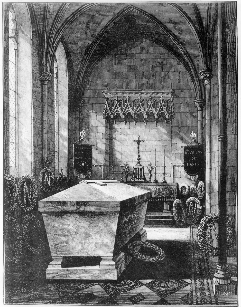 A capela mortuária na Igreja de Santa Maria, Chislehurst, segurando o túmulo do imperador Napoleão III e seu filho, o príncipe imperial de English School