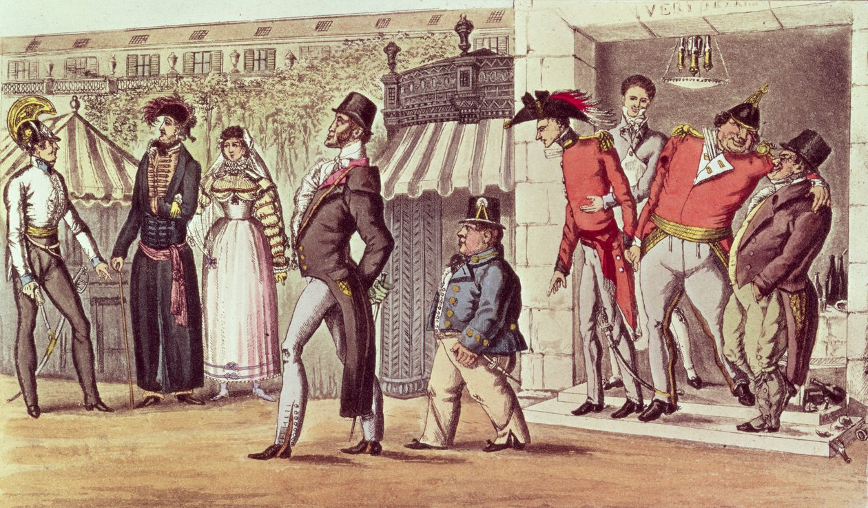 A ocupação de Paris, 1814. Visitantes ingleses no Palais Royal de English School