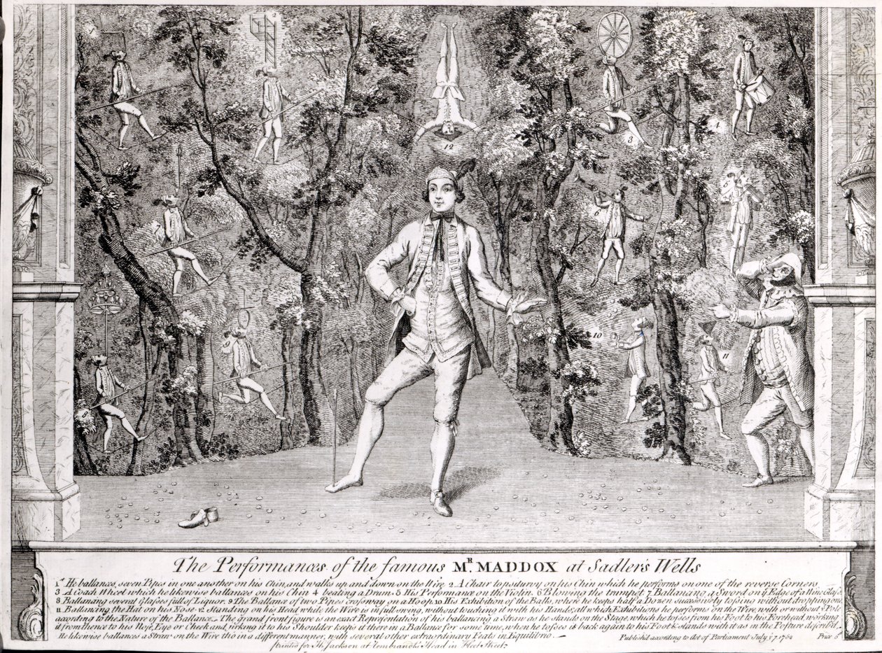 As apresentações do famoso Mr. Maddox em Sadler&39;s Wells, julho de 1752 de English School