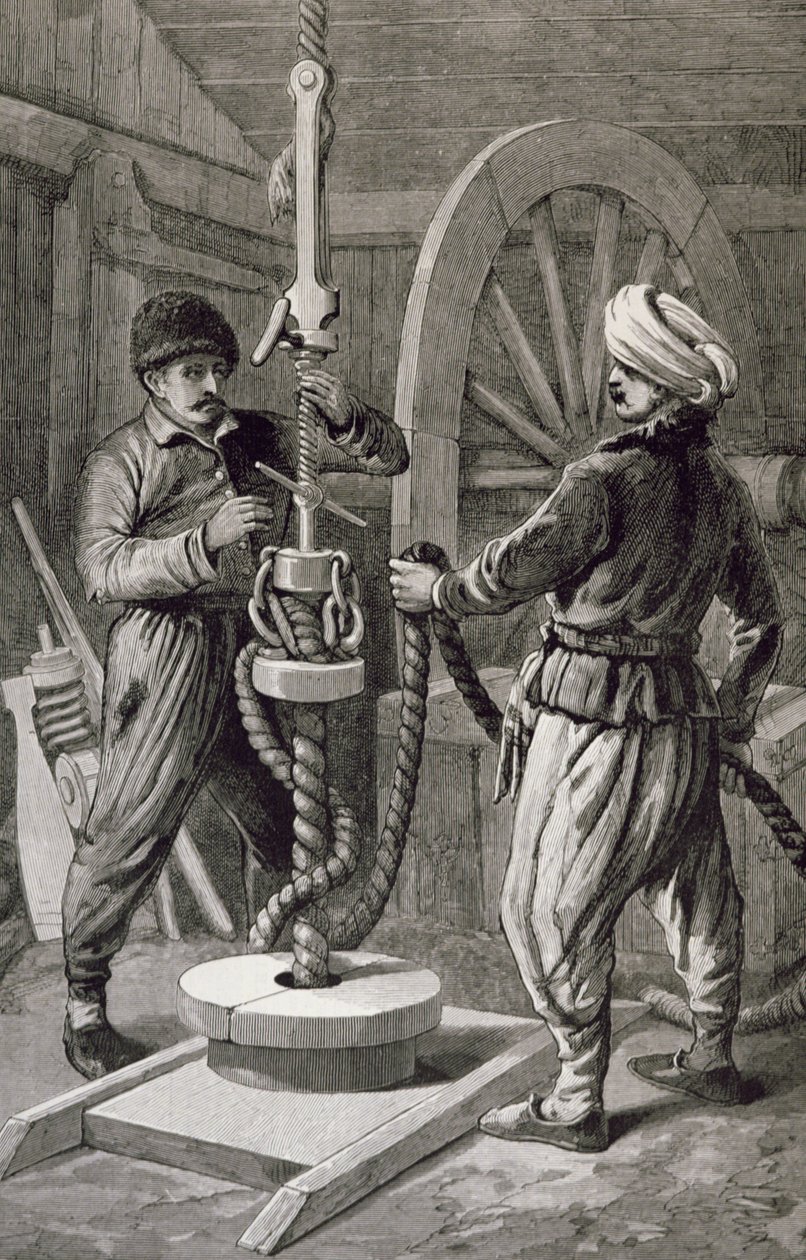 Os Poços de Petróleo em Baku no Cáspio: Aborrecendo um Poço de Petróleo, de "The Illustrated London News", 6 de dezembro de 1886 de English School