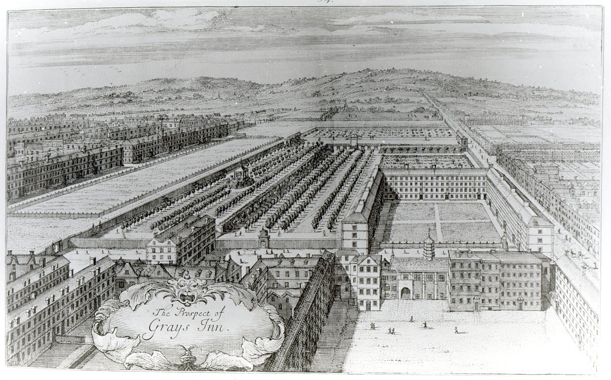 A perspectiva de Greys Inn, 1720 de English School