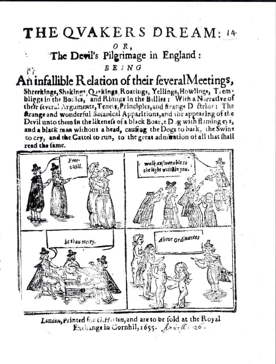 O Quakers Dream ou Peregrinação do Diabo na Inglaterra, pub. em 1655 de English School