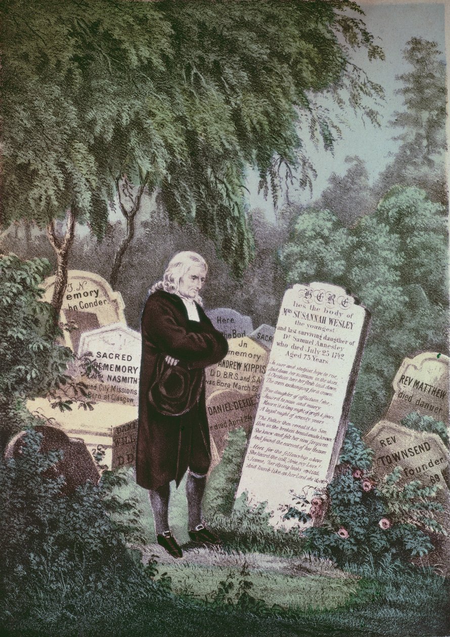 O Rev. John Wesley visitando o túmulo de sua mãe de English School