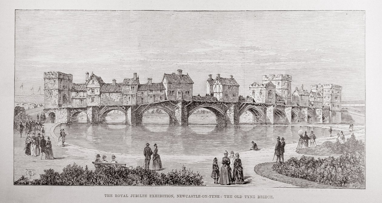 A Exposição do Jubileu Real, Newcastle-on-Tyne: A Ponte da Velha Tyne, de &39;The Illustrated London News&39;, 14 de maio de 1887 de English School