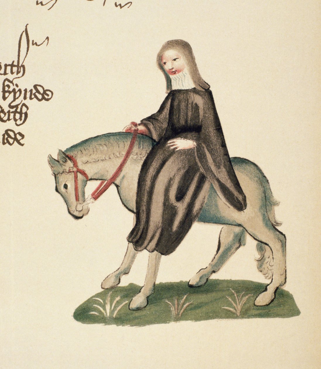 The Second Nun, detalhe de The Canterbury Tales, por Geoffrey Chaucer (c.1342-1400) Ellesmere Manuscrito, edição fac-símile, 1911 (para detalhes originais ver 128940) de English School