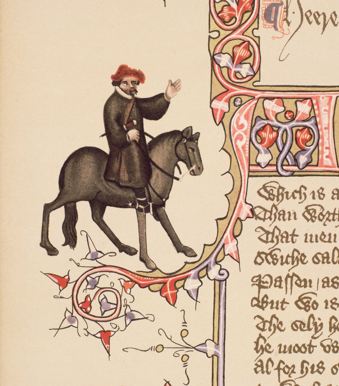 The Shipman, detalhe de The Canterbury Tales, por Geoffrey Chaucer (c.1342-1400) Ellesmere Manuscrito, edição fac-símile, 1911 (para detalhes originais ver 128912) de English School