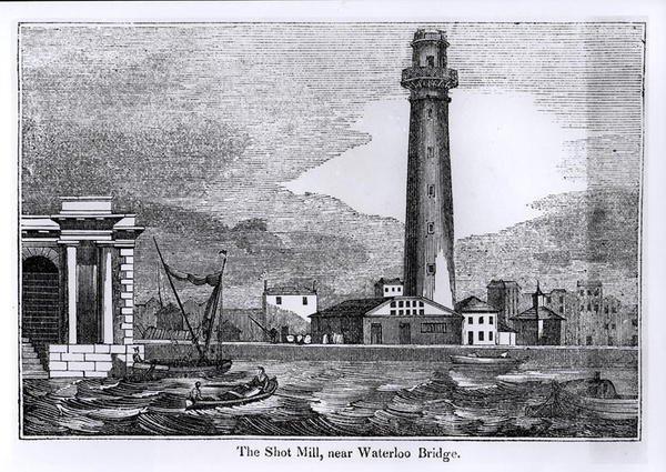 O moinho de tiro, perto da ponte de Waterloo de English School